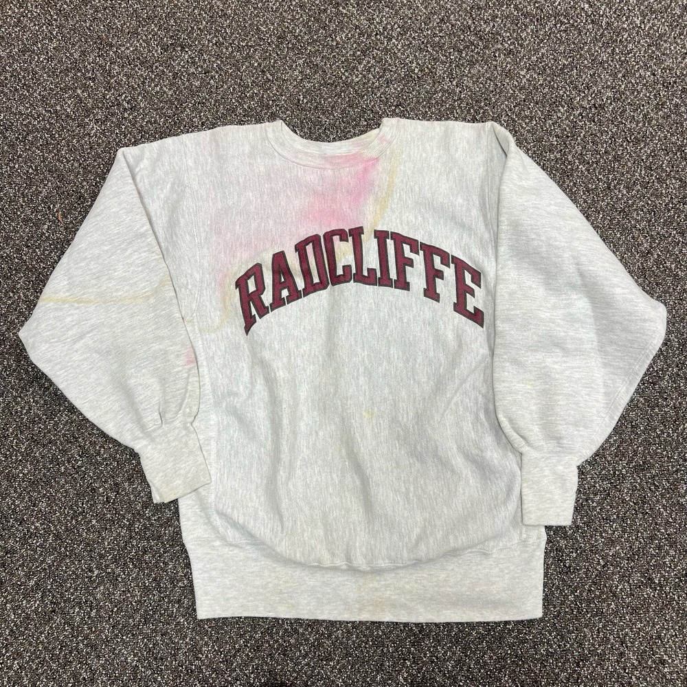 Vintage 1990s Champion Reverse Weave Radcliffe Sweatshirt Graphic Usa Made Sz L